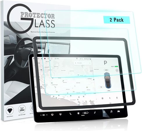 TopVelo 2-Packs Tempered Glasses Screen Protector for Tesla Model 3 / Model Y, Accessories for Model 3/Y Dashboard Touchscreen, 9H Anti-finger Anti Scratch Matte Screen Protector 2022 in Kuwait