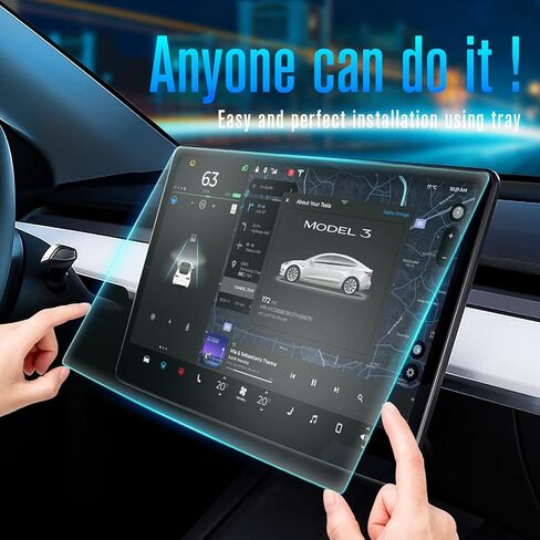 TopVelo 2-Packs Tempered Glasses Screen Protector for Tesla Model 3 / Model Y, Accessories for Model 3/Y Dashboard Touchscreen, 9H Anti-finger Anti Scratch Matte Screen Protector 2022 in Kuwait