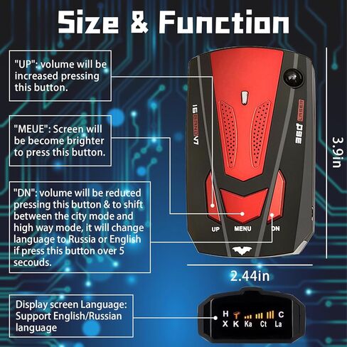 كاشف رادار جديد للسيارات مع سرعة الصوت، كشف 360 درجة، نظام إنذار لسرعة السيارة، شاشة LED، وضع المدينة/الطريق السريع، هدايا للأزواج والأصدقاء in Kuwait