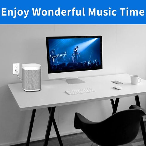 سلك طاقة بزاوية 1.6 قدم بزاوية 90 درجة لـ Sonos One/One SL/Play 1 مكبر صوت تيار متردد سلك بديل لكابل إمداد الطاقة Sonos، أسود - قطعتان in Kuwait