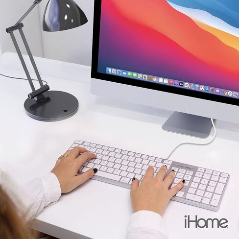 iHome Full Size Wired Keyboard - Compatible with Apple iOS or Windows - Sleek Mac and iMac Style Design - Desktop PC or Laptop in Kuwait