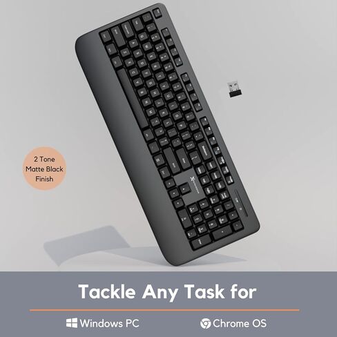 اكس 9 بيرفورمنس كيبورد لاسلكي مريح مع مسند للمعصم - راحة مع الانتاجية - كيبورد USB لاسلكي مع 104 مفتاح و2 نغمة لامعة بلمسة نهائية غير لامعة - كيبورد كمبيوتر بتردد 2.4G للكمبيوتر واللابتوب in Kuwait