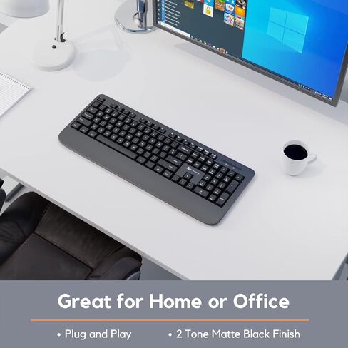 اكس 9 بيرفورمنس كيبورد لاسلكي مريح مع مسند للمعصم - راحة مع الانتاجية - كيبورد USB لاسلكي مع 104 مفتاح و2 نغمة لامعة بلمسة نهائية غير لامعة - كيبورد كمبيوتر بتردد 2.4G للكمبيوتر واللابتوب in Kuwait