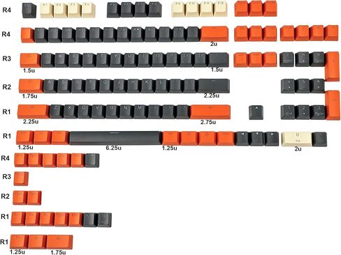 Carbon Miami PBT Double Shot Cherry Profile ANSI Backlit Keycaps for MX Mechanical Keyboard Melody 96 KBD75 68 61 87 104 Keychron(Only Keycap) (Carbon) in Saudi Arabia