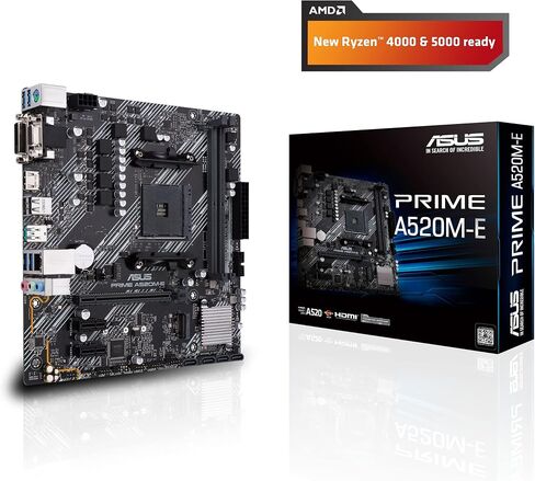 Asustek Computer Prime A520M-E AMD A520 (Ryzen AM4) Micro ATX Motherboard with M.2 Support, 1 Gb Ethernet, HDMI/DVI/D-Sub, SATA 6 Gbps, USB 3.2 Gen 2 Type-A in Saudi Arabia