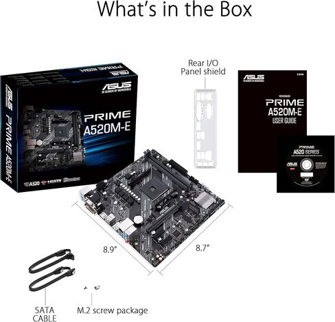 Asustek Computer Prime A520M-E AMD A520 (Ryzen AM4) Micro ATX Motherboard with M.2 Support, 1 Gb Ethernet, HDMI/DVI/D-Sub, SATA 6 Gbps, USB 3.2 Gen 2 Type-A in Saudi Arabia