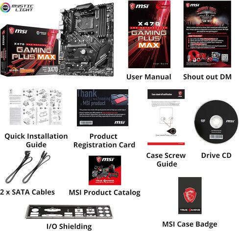 MSI لوحة ام للالعاب AMD X470 رايزن الجيل الثاني والثالث AM4 DDR4 DVI HDMI بطاقة رسومات مدمجة CFX ATX (X470 جيمنج بلس ماكس) in Saudi Arabia