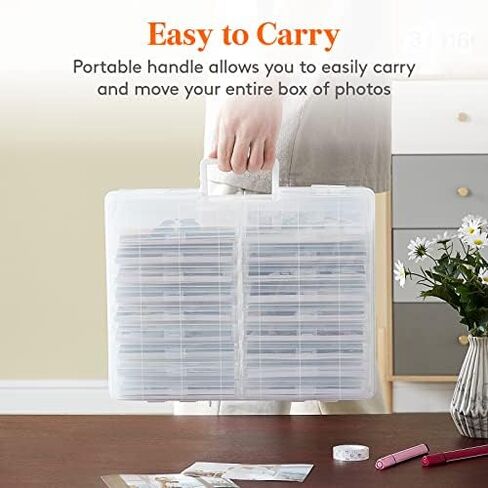 صندوق تخزين الصور Lifewit مقاس 4 × 6 بوصات، حافظة صور داخلية 18، ​​تخزين صناديق صور شفافة، منظم صور بلاستيكي للبذور والبطاقات والحرف اليدوية والملصقات مع ملصق ورقة واحدة، عبوتان in Kuwait