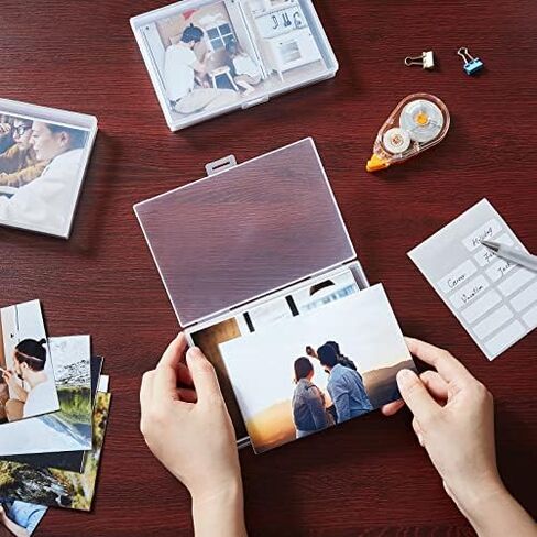 صندوق تخزين الصور Lifewit مقاس 4 × 6 بوصات، حافظة صور داخلية 18، ​​تخزين صناديق صور شفافة، منظم صور بلاستيكي للبذور والبطاقات والحرف اليدوية والملصقات مع ملصق ورقة واحدة، عبوتان in Kuwait