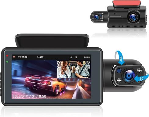 Roinvou 3 بوصة IPS شاشة HD 1080P DVR مع كاميرات مزدوجة داش كام أمامية داخلية مع الأشعة تحت الحمراء للرؤية الليلية كاميرا سيارة 32 جيجابايت بطاقة SD متضمنة لوحة القيادة كاميرا داشكام كشف الحركة 120 درجة زاوية واسعة in Saudi Arabia