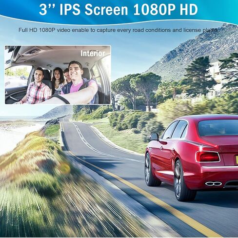 Roinvou 3 بوصة IPS شاشة HD 1080P DVR مع كاميرات مزدوجة داش كام أمامية داخلية مع الأشعة تحت الحمراء للرؤية الليلية كاميرا سيارة 32 جيجابايت بطاقة SD متضمنة لوحة القيادة كاميرا داشكام كشف الحركة 120 درجة زاوية واسعة in Saudi Arabia