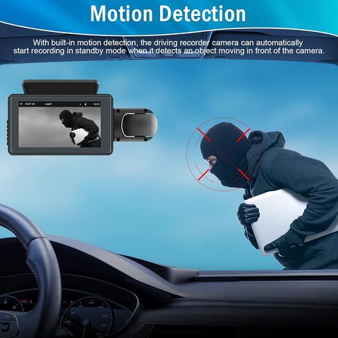 Roinvou 3 بوصة IPS شاشة HD 1080P DVR مع كاميرات مزدوجة داش كام أمامية داخلية مع الأشعة تحت الحمراء للرؤية الليلية كاميرا سيارة 32 جيجابايت بطاقة SD متضمنة لوحة القيادة كاميرا داشكام كشف الحركة 120 درجة زاوية واسعة in Saudi Arabia