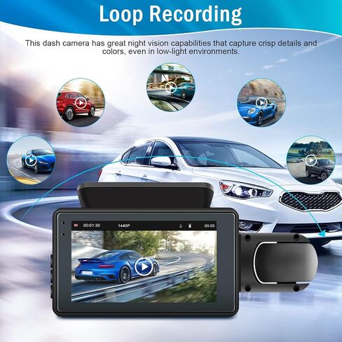 Roinvou 3 بوصة IPS شاشة HD 1080P DVR مع كاميرات مزدوجة داش كام أمامية داخلية مع الأشعة تحت الحمراء للرؤية الليلية كاميرا سيارة 32 جيجابايت بطاقة SD متضمنة لوحة القيادة كاميرا داشكام كشف الحركة 120 درجة زاوية واسعة in Saudi Arabia
