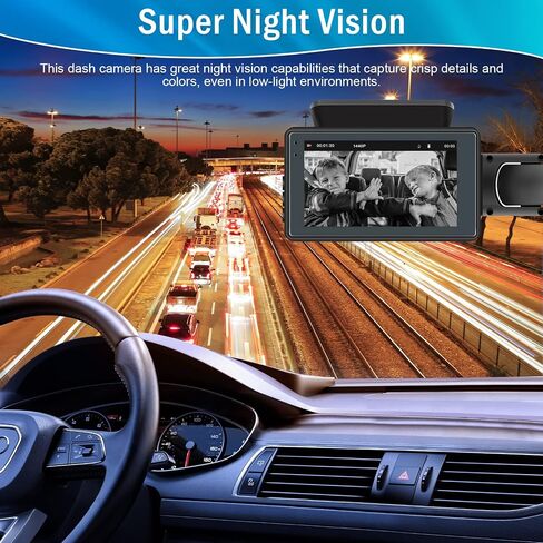 Roinvou 3 بوصة IPS شاشة HD 1080P DVR مع كاميرات مزدوجة داش كام أمامية داخلية مع الأشعة تحت الحمراء للرؤية الليلية كاميرا سيارة 32 جيجابايت بطاقة SD متضمنة لوحة القيادة كاميرا داشكام كشف الحركة 120 درجة زاوية واسعة in Saudi Arabia
