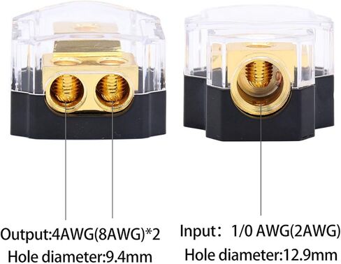 magic source 1pcs Power Distribution Block 0/2/4 Gauge in 4/8 Gauge Out 2-Way Amp Copper Ground Block Distribution for Car Audio Splitter in Saudi Arabia