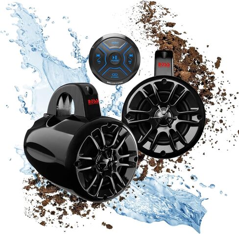 BOSS Audio Systems MRWT40 ATV UTV Marine Weatherproof Waketower System - 4 Inch Stereo Speakers, Full Range, 2 Way, Tweeters, IPX5 Rated, Sold in Pairs, Wake Tower For Boat in Kuwait