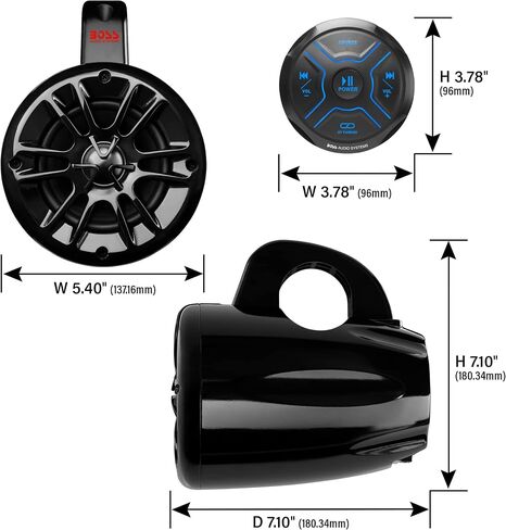 BOSS Audio Systems MRWT40 ATV UTV Marine Weatherproof Waketower System - 4 Inch Stereo Speakers, Full Range, 2 Way, Tweeters, IPX5 Rated, Sold in Pairs, Wake Tower For Boat in Kuwait
