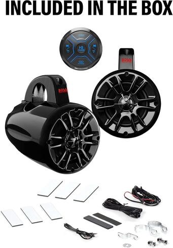 BOSS Audio Systems MRWT40 ATV UTV Marine Weatherproof Waketower System - 4 Inch Stereo Speakers, Full Range, 2 Way, Tweeters, IPX5 Rated, Sold in Pairs, Wake Tower For Boat in Kuwait