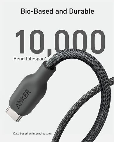 Anker USB C Cable, 240W Type C Fast Charging, USB 2.0(10 ft, Phantom Black) | Bio-Braided Cord for iPhone 17 Series, MacBook Pro 2020, iPad Pro, and More in Kuwait