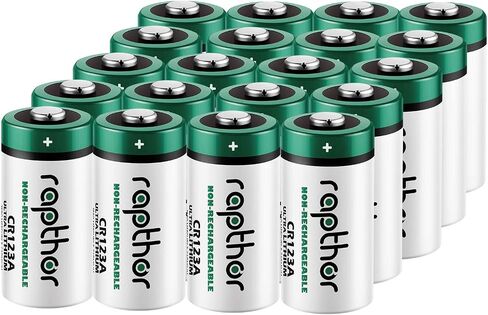 rapthor CR123A Lithium Batteries 3V 1650mAh, 12 Pack CR17345 High Power 123 Photo Battery CR123 PTC Protected for Cameras Flashlight Alarm Smart Sensors (Non-Rechargeable, Not for Arlo) (Pack of 12) in Saudi Arabia