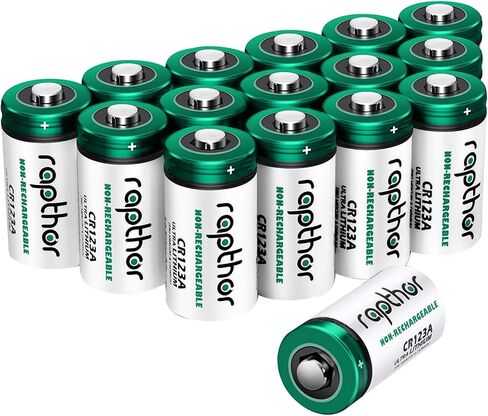 rapthor CR123A Lithium Batteries 3V 1650mAh, 12 Pack CR17345 High Power 123 Photo Battery CR123 PTC Protected for Cameras Flashlight Alarm Smart Sensors (Non-Rechargeable, Not for Arlo) (Pack of 12) in Saudi Arabia