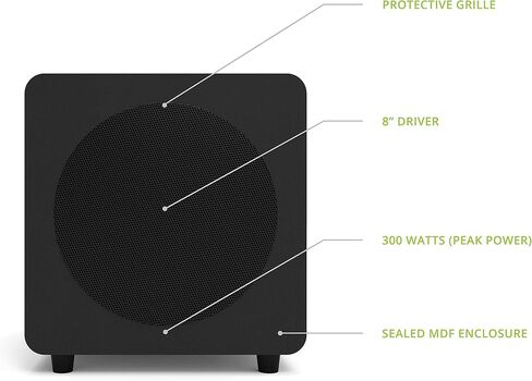 Kanto SUB8VMB Sealed Powered Subwoofer | 300W Peak Power | 8" Woofer | Matte Black in Saudi Arabia