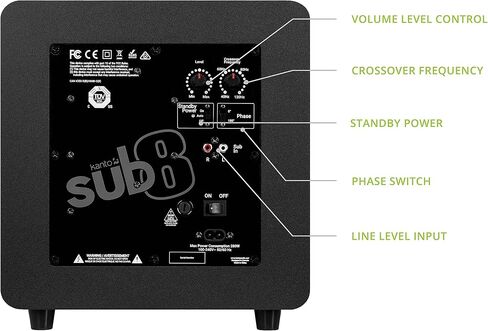 Kanto SUB8VMB Sealed Powered Subwoofer | 300W Peak Power | 8" Woofer | Matte Black in Saudi Arabia