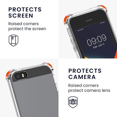 حافظة kwmobile Crossbody متوافقة مع هاتف Apple iPhone SE (1.Gen 2016) / iPhone 5 / iPhone 5S - غطاء هاتف شفاف من مادة TPU مع حزام حبل - أسود/شفاف in Kuwait