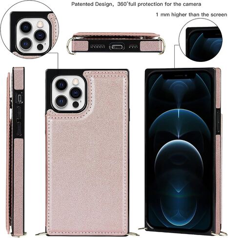DEFBSC Compatible with iPhone 11 Pro Max Case, Crossbody Wallet Case, Adjustable Detachable Lanyard Neck Strap with Kickstand Leather Card Holder Protective Cover-Green in Saudi Arabia