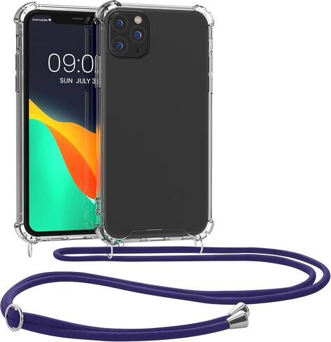 kwmobile Crossbody Case Compatible with Apple iPhone 11 Pro Case - Clear TPU Phone Cover w/Lanyard Cord Strap - Transparent/Black in Saudi Arabia