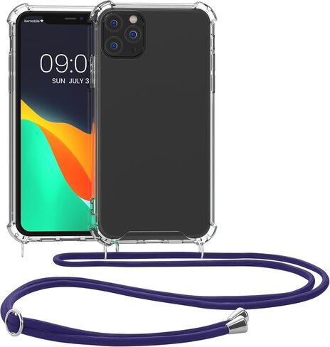 kwmobile Crossbody Case Compatible with Apple iPhone 11 Pro Case - Clear TPU Phone Cover w/Lanyard Cord Strap - Transparent/Black in Saudi Arabia