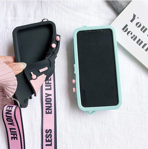 حافظة محفظة UnnFiko متوافقة مع هاتف iPhone XR، تصميم لطيف للكاميرا، غطاء حامل لبطاقة المحفظة مع حزام كتف طويل (أزرق، iPhone XR) in Kuwait