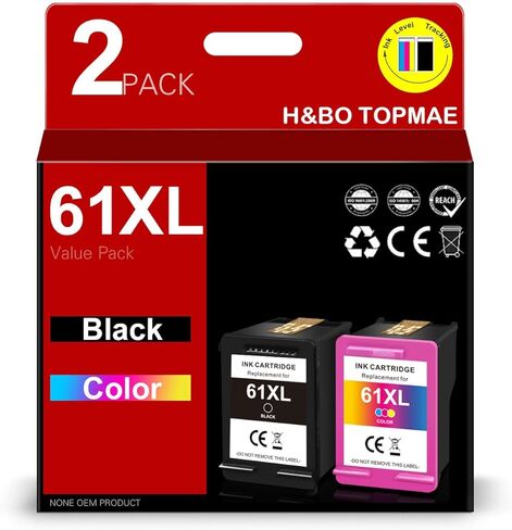 مجموعة خراطيش حبر 61XL | باللون الأسود واللون | بديلة لـ HP 61XL 61 XL للاستخدام مع Envy 4500 Deskjet 1000 1056 1510 1512 1010 1055 OfficeJet 4630 OfficeJet 2600 4600 Series in Kuwait