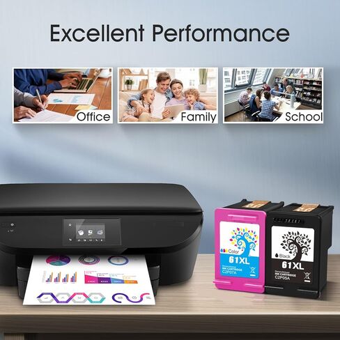 مجموعة خراطيش حبر 61XL | باللون الأسود واللون | بديلة لـ HP 61XL 61 XL للاستخدام مع Envy 4500 Deskjet 1000 1056 1510 1512 1010 1055 OfficeJet 4630 OfficeJet 2600 4600 Series in Kuwait