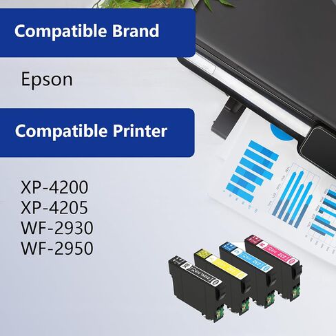 T232XL Ink Cartridge Remanufactured T232 High Capacity Black and Color Combo Ink Cartridge Replacement for Epson Expression Home XP-4200 XP-4205 Workforce WF-2930 WF-2950 Printer(4-Pack) in Saudi Arabia