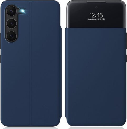 حافظة Fangroney لهاتف Galaxy S23 S-View FILP [رؤية واضحة] لهاتف S23 حافظة بغطاء قلاب لهاتف Galaxy S23 حافظة هاتف واقية حافظة جلدية نافذة شفافة لهاتف S23 5G حافظة رفيعة in Kuwait