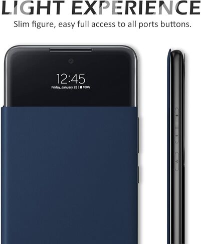 حافظة Fangroney لهاتف Galaxy S23 S-View FILP [رؤية واضحة] لهاتف S23 حافظة بغطاء قلاب لهاتف Galaxy S23 حافظة هاتف واقية حافظة جلدية نافذة شفافة لهاتف S23 5G حافظة رفيعة in Kuwait