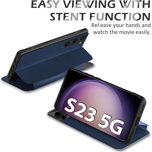 حافظة Fangroney لهاتف Galaxy S23 S-View FILP [رؤية واضحة] لهاتف S23 حافظة بغطاء قلاب لهاتف Galaxy S23 حافظة هاتف واقية حافظة جلدية نافذة شفافة لهاتف S23 5G حافظة رفيعة in Kuwait