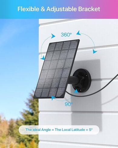 مزود طاقة اللوحة الشمسية ZOSI فقط لكاميرا ZOSI Security الخالية من الأسلاك القابلة لإعادة الشحن والتي تعمل بالبطارية C1pro & C306pro، مقاومة للماء IP66 مع دعامة تثبيت قابلة للتعديل 360 درجة، شحن بدون توقف in Kuwait