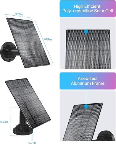 مزود طاقة اللوحة الشمسية ZOSI فقط لكاميرا ZOSI Security الخالية من الأسلاك القابلة لإعادة الشحن والتي تعمل بالبطارية C1pro & C306pro، مقاومة للماء IP66 مع دعامة تثبيت قابلة للتعديل 360 درجة، شحن بدون توقف in Kuwait