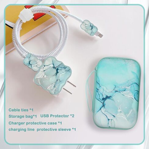 مجموعات تخزين غطاء شاحن الهاتف DIY من CameCosy، منظم كابل موفر لأسلاك سماعات الأذن USB مع حقيبة تخزين للسفر، منظم سلك حامي كابل ناعم لطيف متوافق مع iPhone (Leopard) in Saudi Arabia