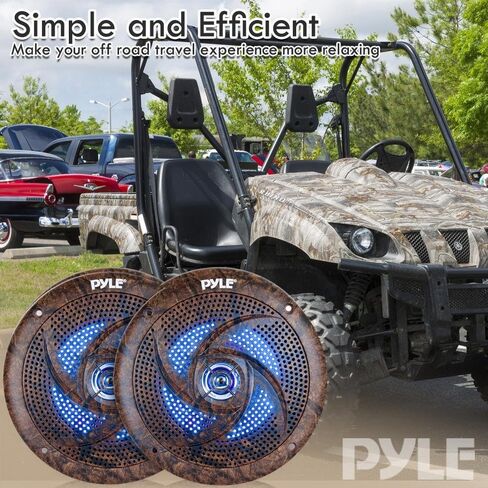 بايل زوج مكبرات صوت مارين مقاومة للماء PLMRLE64DK بتصميم نحيف منخفض مع مصابيح LED مدمجة، نمط مموه، 6.5 انش (240 واط) (زوج) in Saudi Arabia