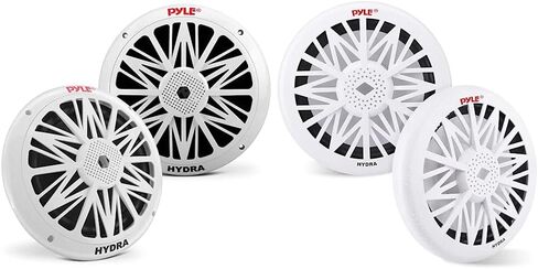 Pyle 8 Inch Dual Marine Speakers (White) and Pyle Marine Bluetooth Stereo Radio - 12v Single DIN Style Boat In dash Radio Receiver System with Built-in Mic (White) in Kuwait