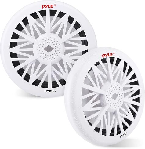 Pyle 8 Inch Dual Marine Speakers (White) and Pyle Marine Bluetooth Stereo Radio - 12v Single DIN Style Boat In dash Radio Receiver System with Built-in Mic (White) in Kuwait