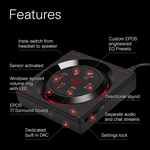 EPOS GSX 1000 الإصدار الثاني مضخم صوت Dac Amp / بطاقة صوت USB خارجية مع صوت محيطي 7.1 ونغمة جانبية وDAC للألعاب وEQ & EPOS Audio H6PRO سماعة ألعاب صوتية مغلقة in Kuwait