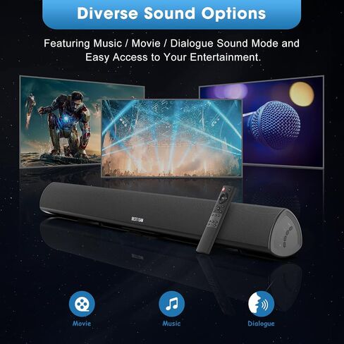 BESTISAN Sound Bar with Enhanced Bass–Dual Larger Woofer & Dual Bass Ports, Sound Bar for Smart TV, 22-inch Soundbar with Bluetooth5.3/TV-ARC/Optical/AUX Input in Saudi Arabia