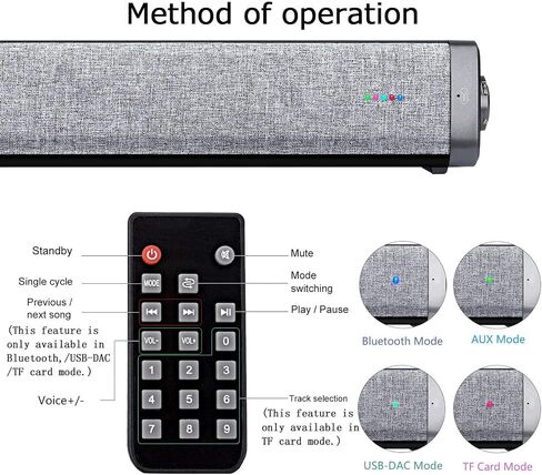TOPROAD Soundbar, Sound Bar with Built-in Mic and Bluetooth, Wired and Wireless Speaker for TV/PC/Phones/Tablets with Remote Control in Saudi Arabia