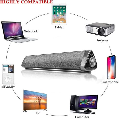 TOPROAD Soundbar, Sound Bar with Built-in Mic and Bluetooth, Wired and Wireless Speaker for TV/PC/Phones/Tablets with Remote Control in Saudi Arabia