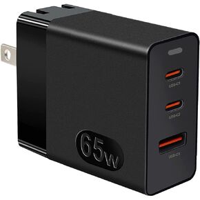 شاحن USB C بقدرة 65 وات، شاحن حائط سريع PD3.0 PPS 3 منافذ GaN (قابس قابل للطي) لأجهزة Mac Book Pro وSamsung Galaxy وiPhone وHP وLenovo وDell وHuawei Matebook وAcer وأي هواتف ذكية محمولة in Kuwait