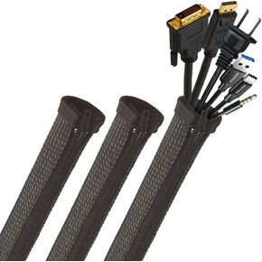 كوزيهوم حافظة شبكية لادارة الكيبلات، واقي سلك منظم مع سحاب، غطاء كيبل لانابيب الاسلاك المنوال بطول 20 انش، عبوة من 3 قطع in Kuwait